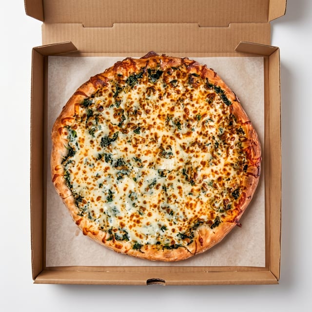 Famous White Spinach Pizza.